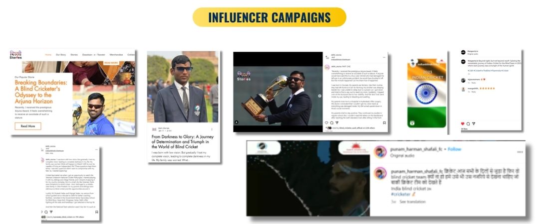 Digital Marketing for Blind Cricket Association- Influencer Campaigns