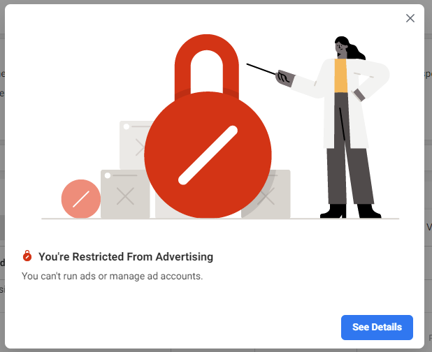 Facebook account is restricted from advertising